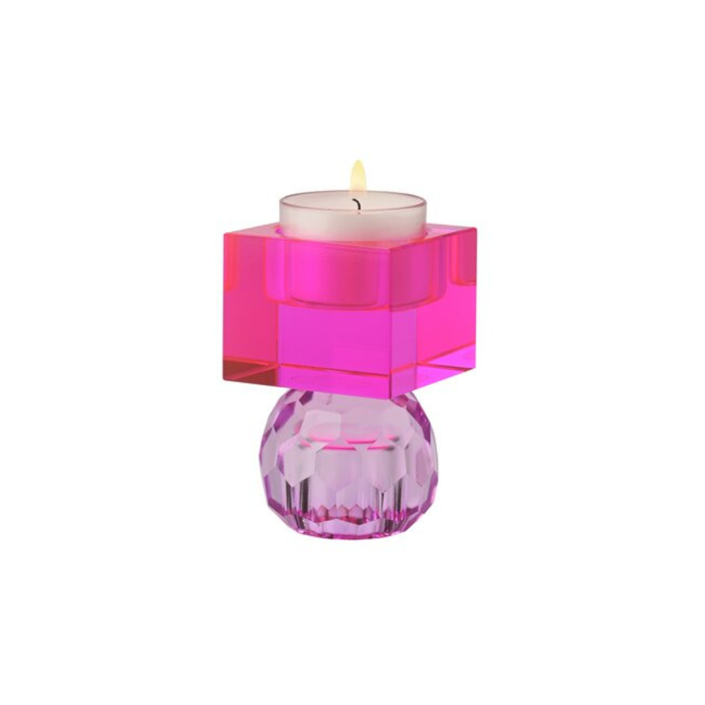 Kerzenhalter aus Kristallglas HELLLILA/PINK