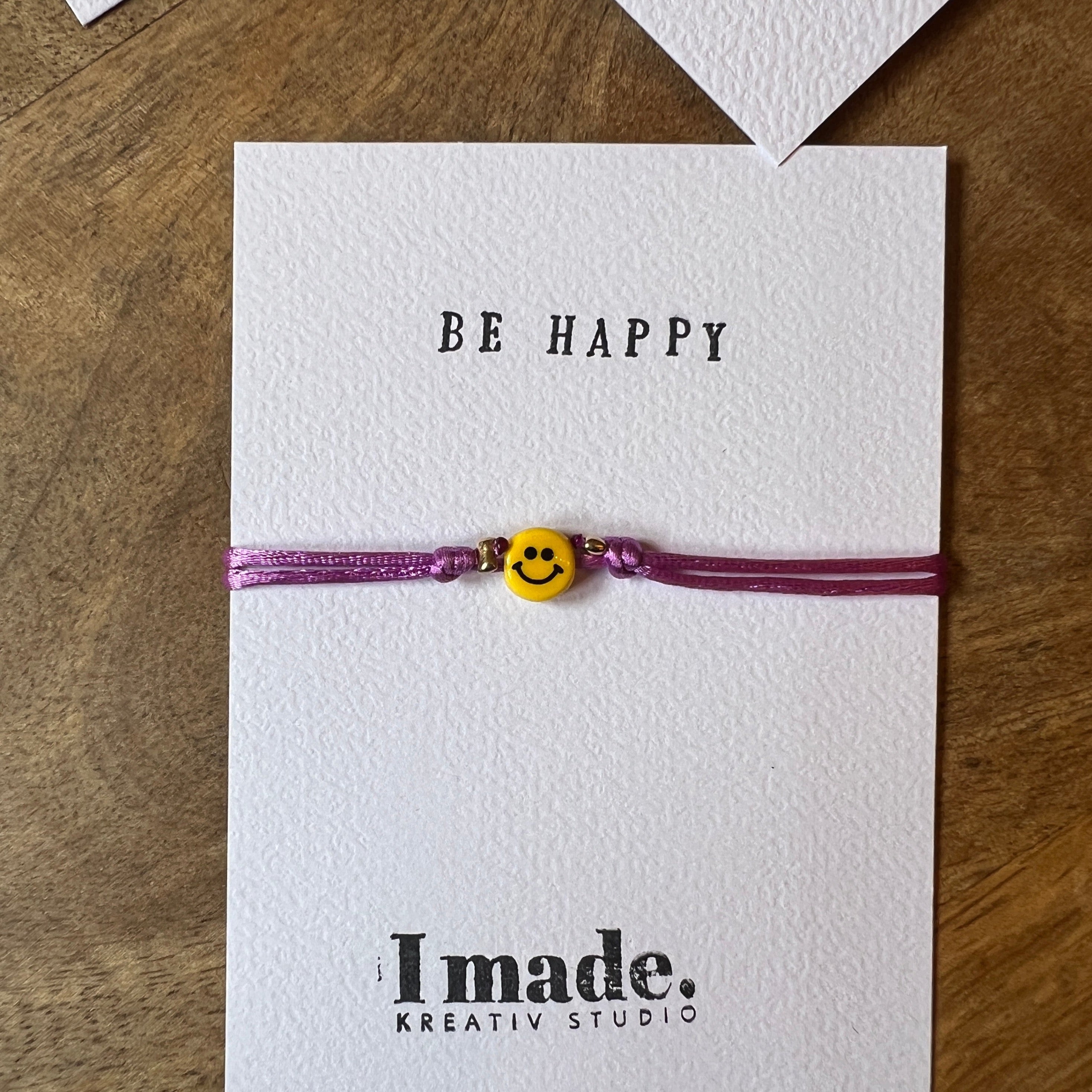 Smiley Armband, bracelet lila
