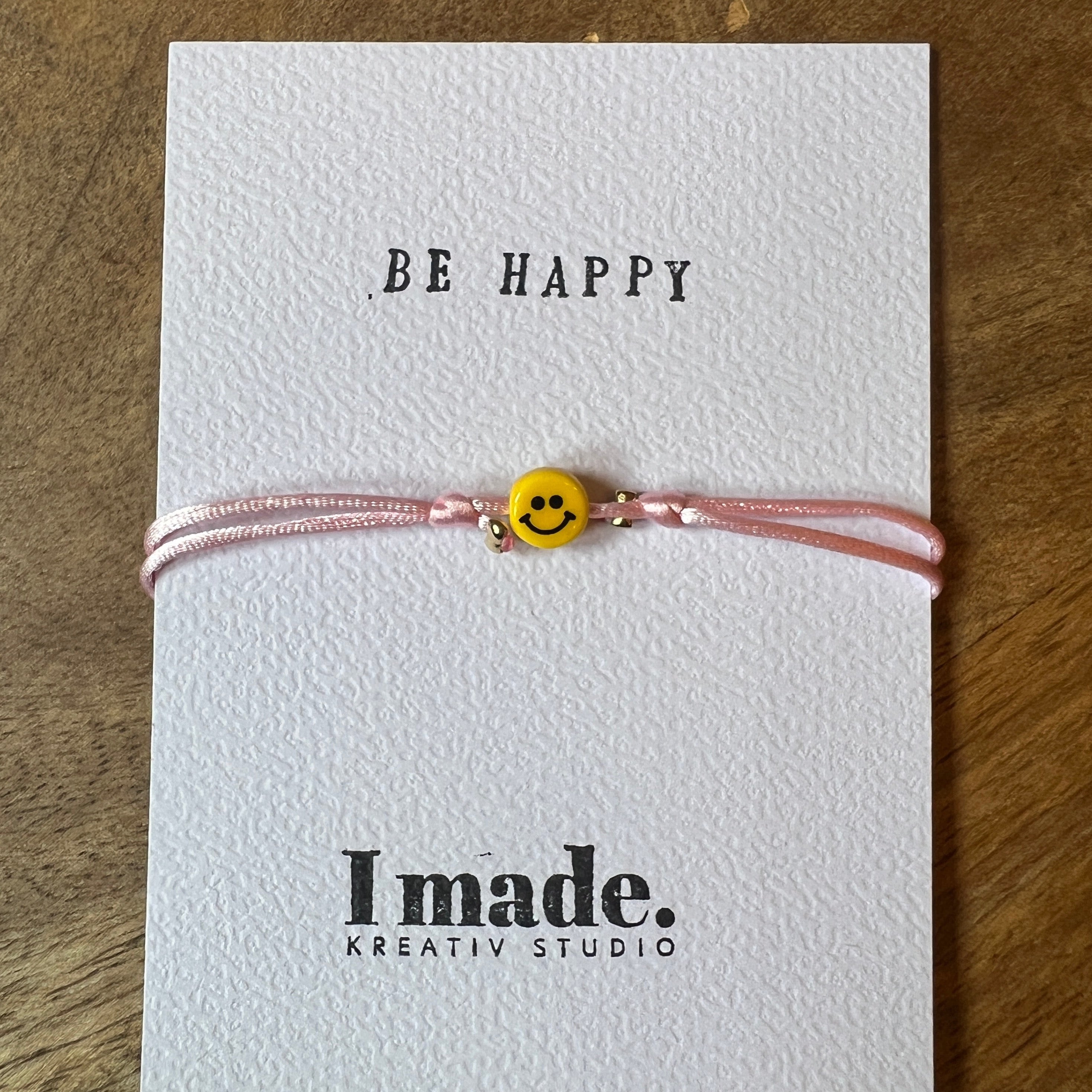 Smiley Armband, bracelet rosa