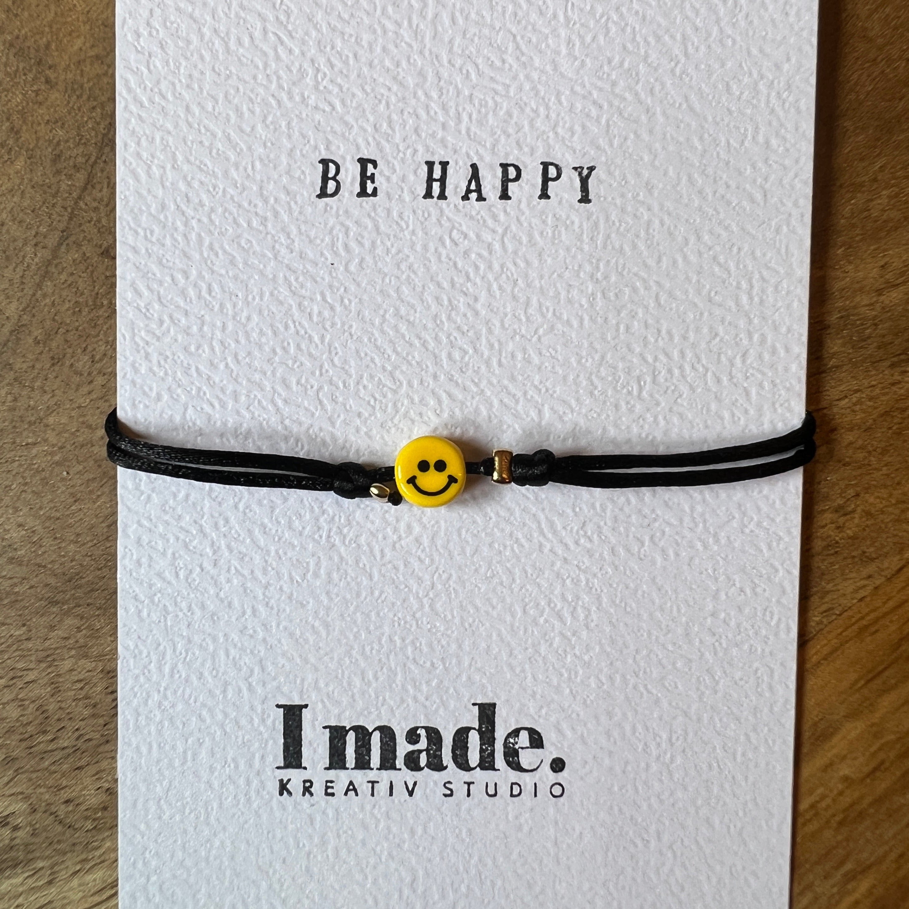 Smiley Armband schwarz