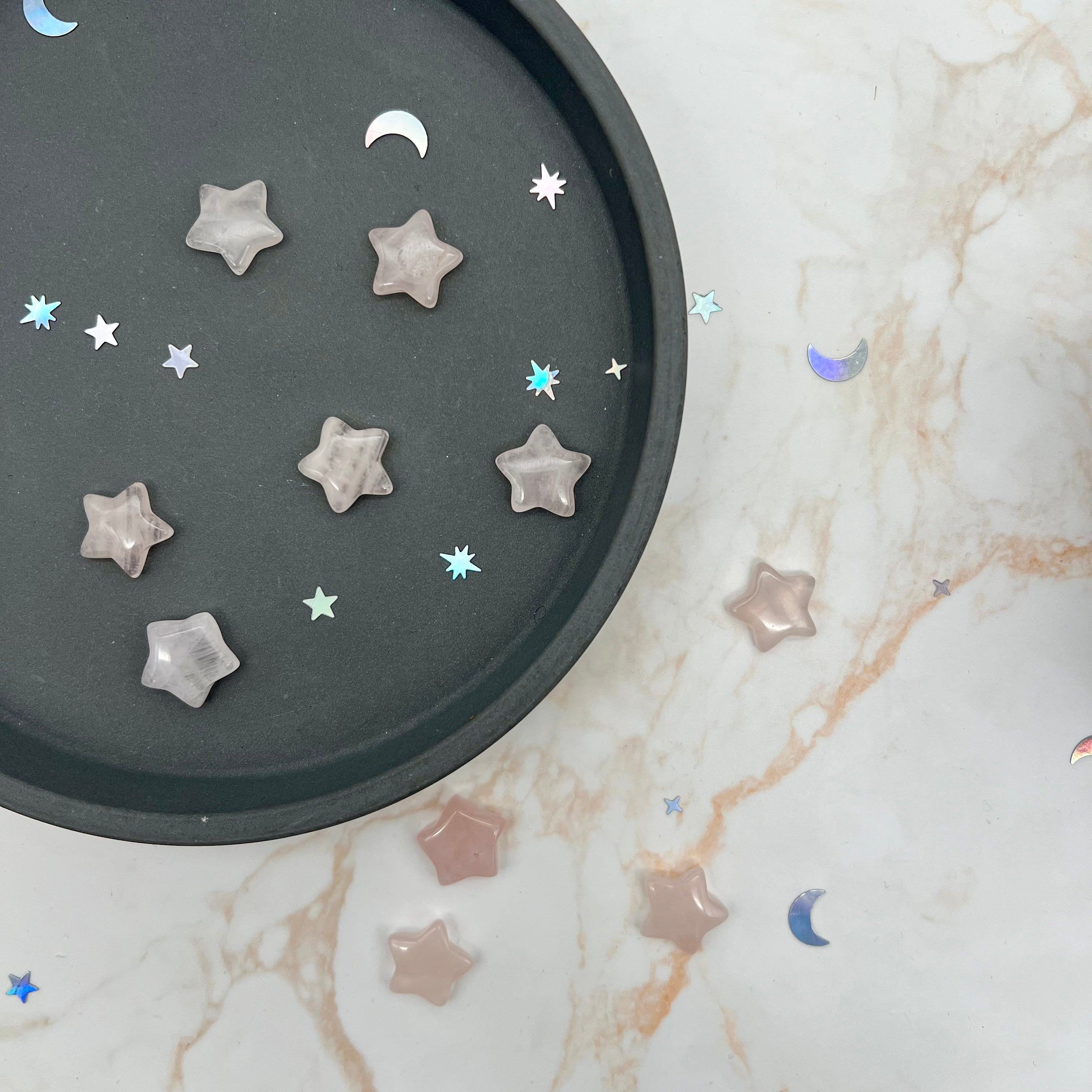 Mini Kristall Sterne: Rosenquarz