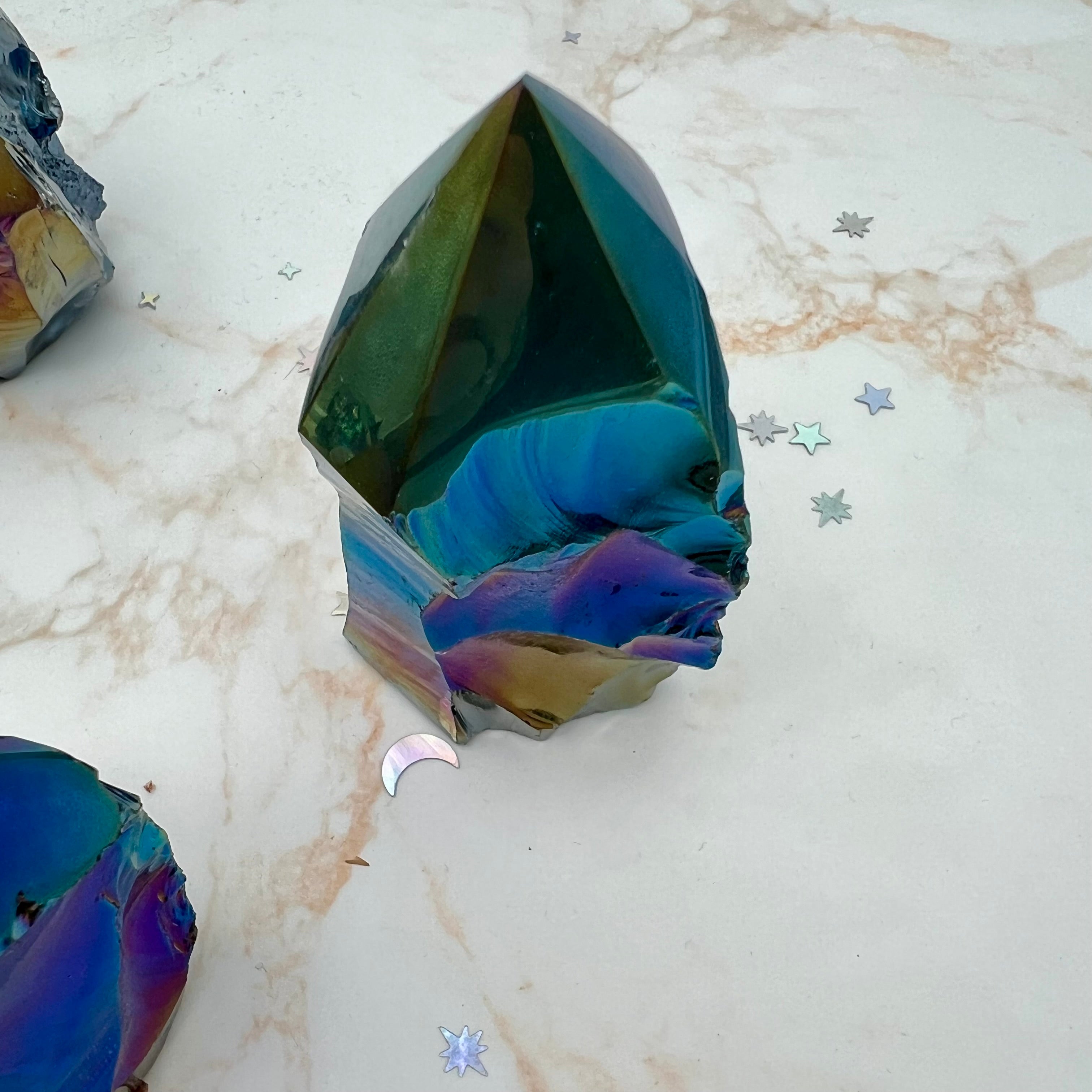 Rainbow Aura Obsidian Spitze