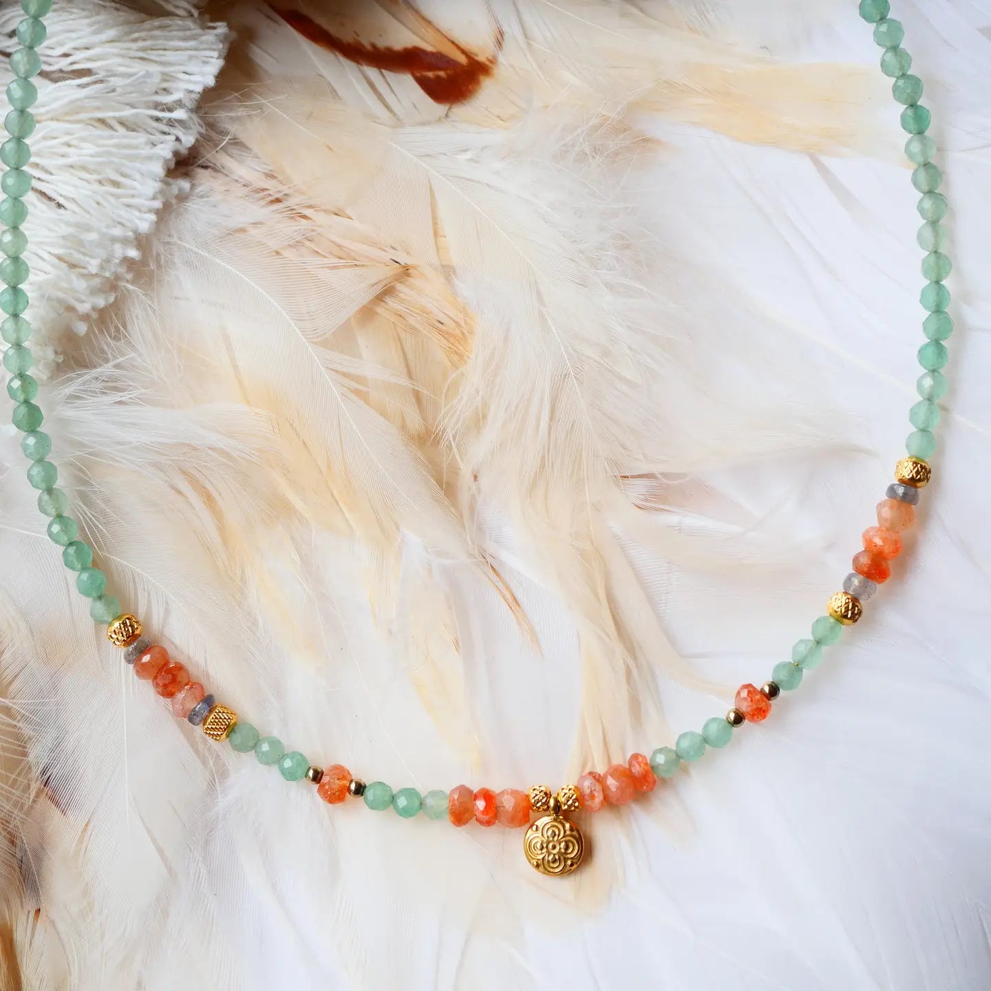 SAANJEEVANI Halskette – Aventurin, Sonnenstein