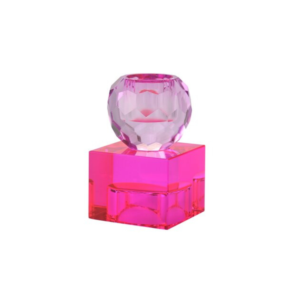 Kerzenhalter aus Kristallglas HELLLILA/PINK