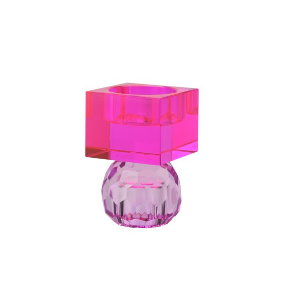 Kerzenhalter aus Kristallglas HELLLILA/PINK