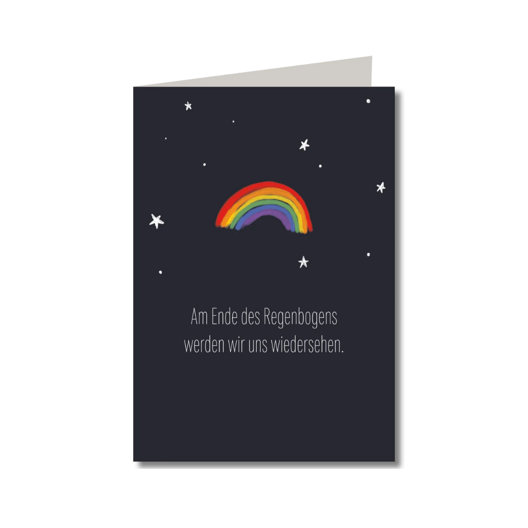 Trauer Klappkarte "Am Ende des Regenbogens..."