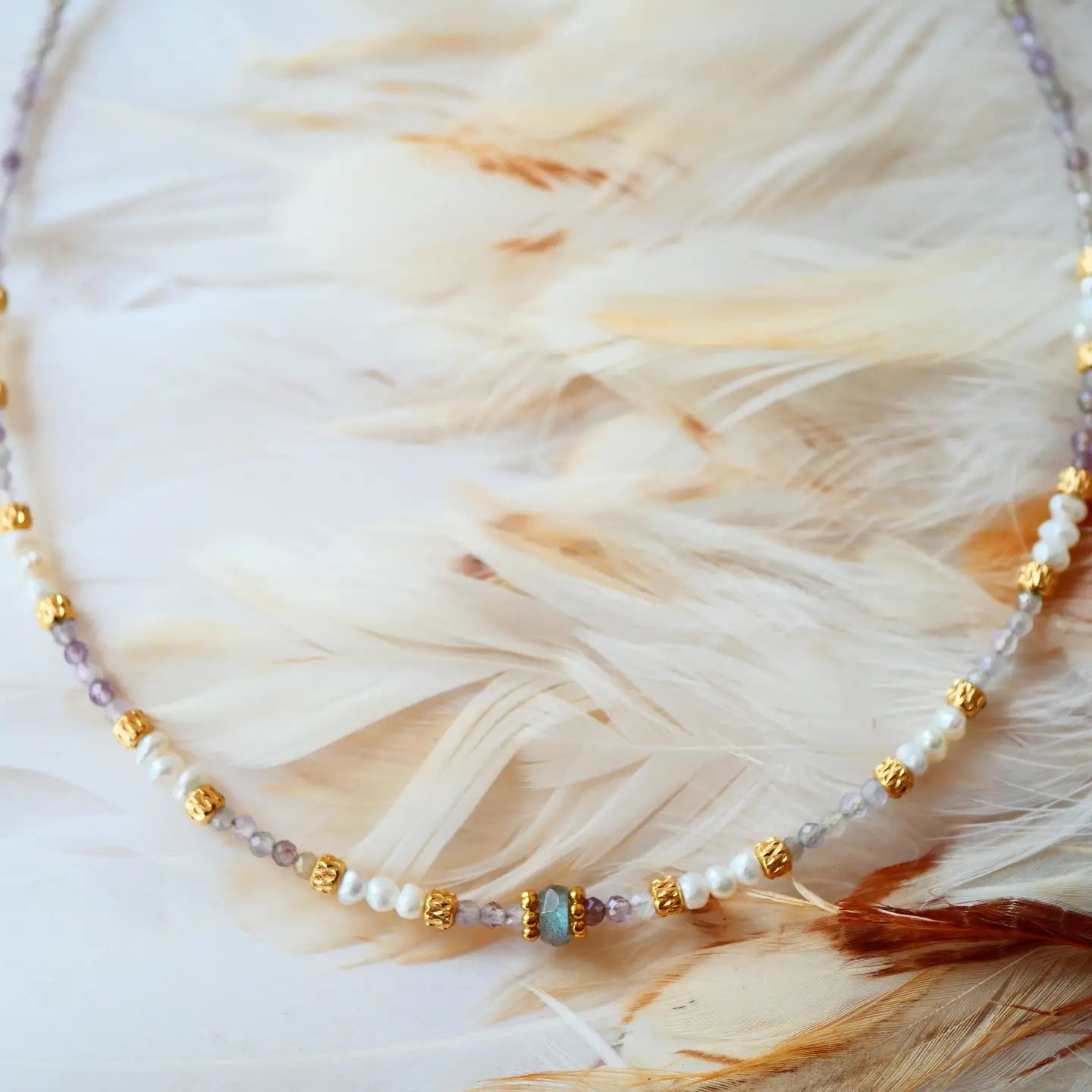 Halskette "Mukta" mit Amethyst