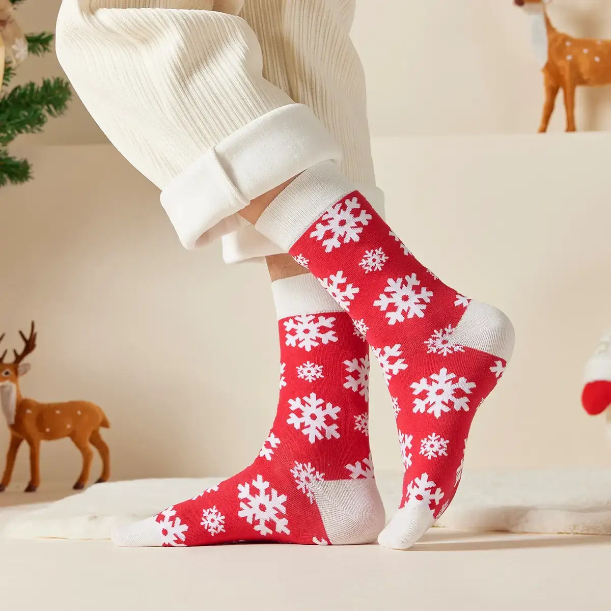 Unisex Weihnachtssocken Schneeflocke
