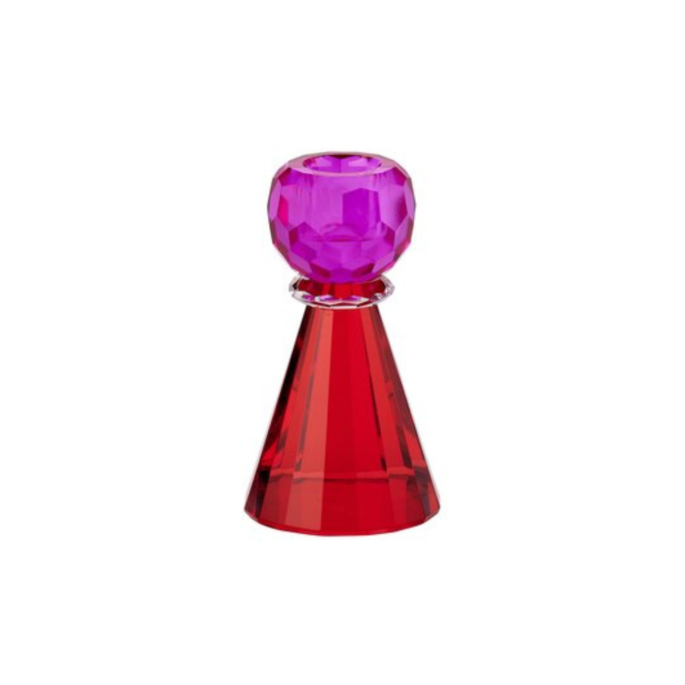 Kerzenhalter aus Kristallglas PINK/ROT
