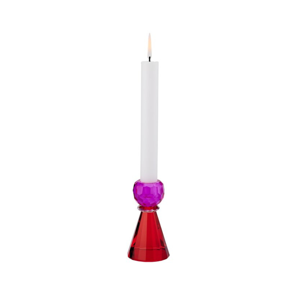 Kerzenhalter aus Kristallglas PINK/ROT