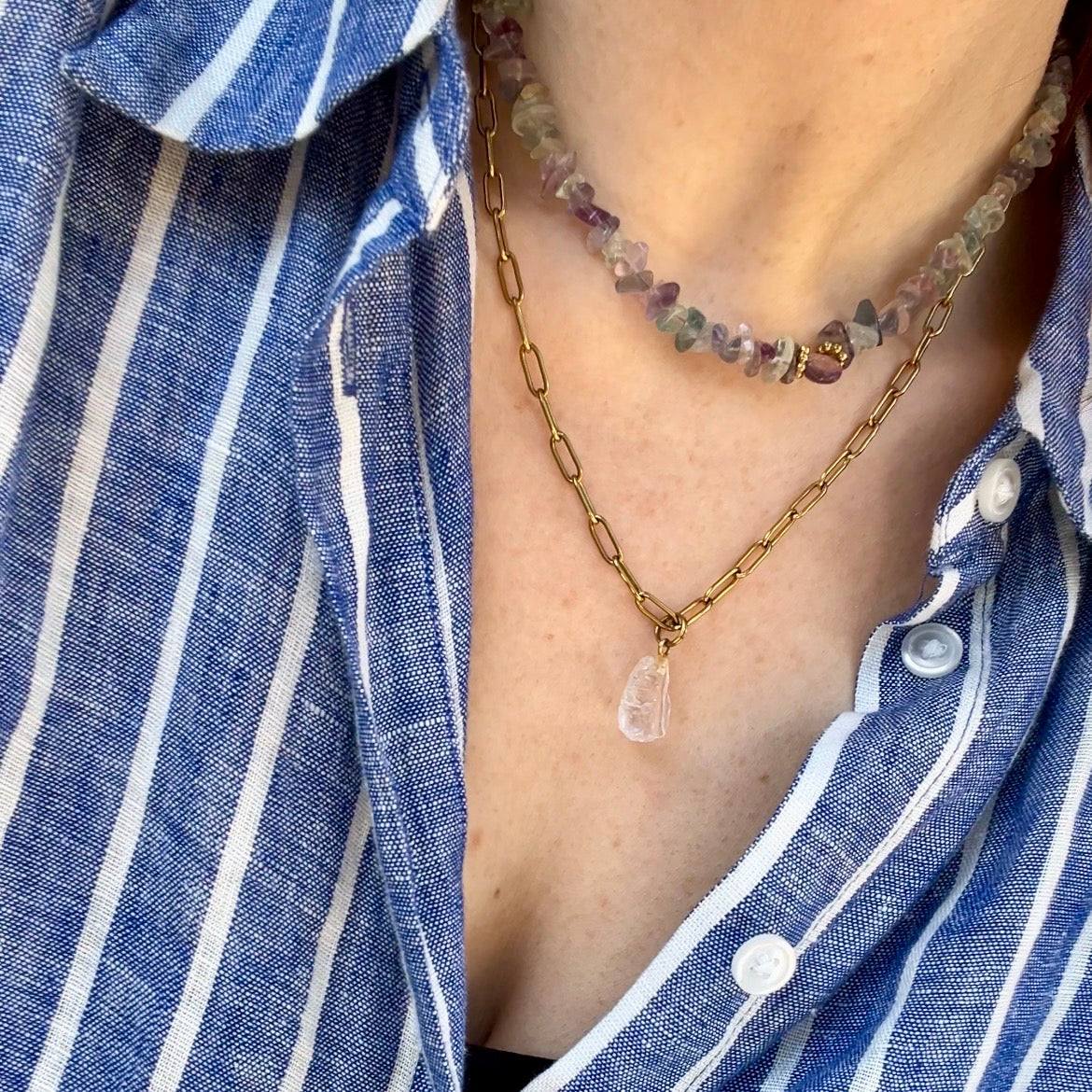 Barock Kette mit Fluorit und Amethyst Anhänger