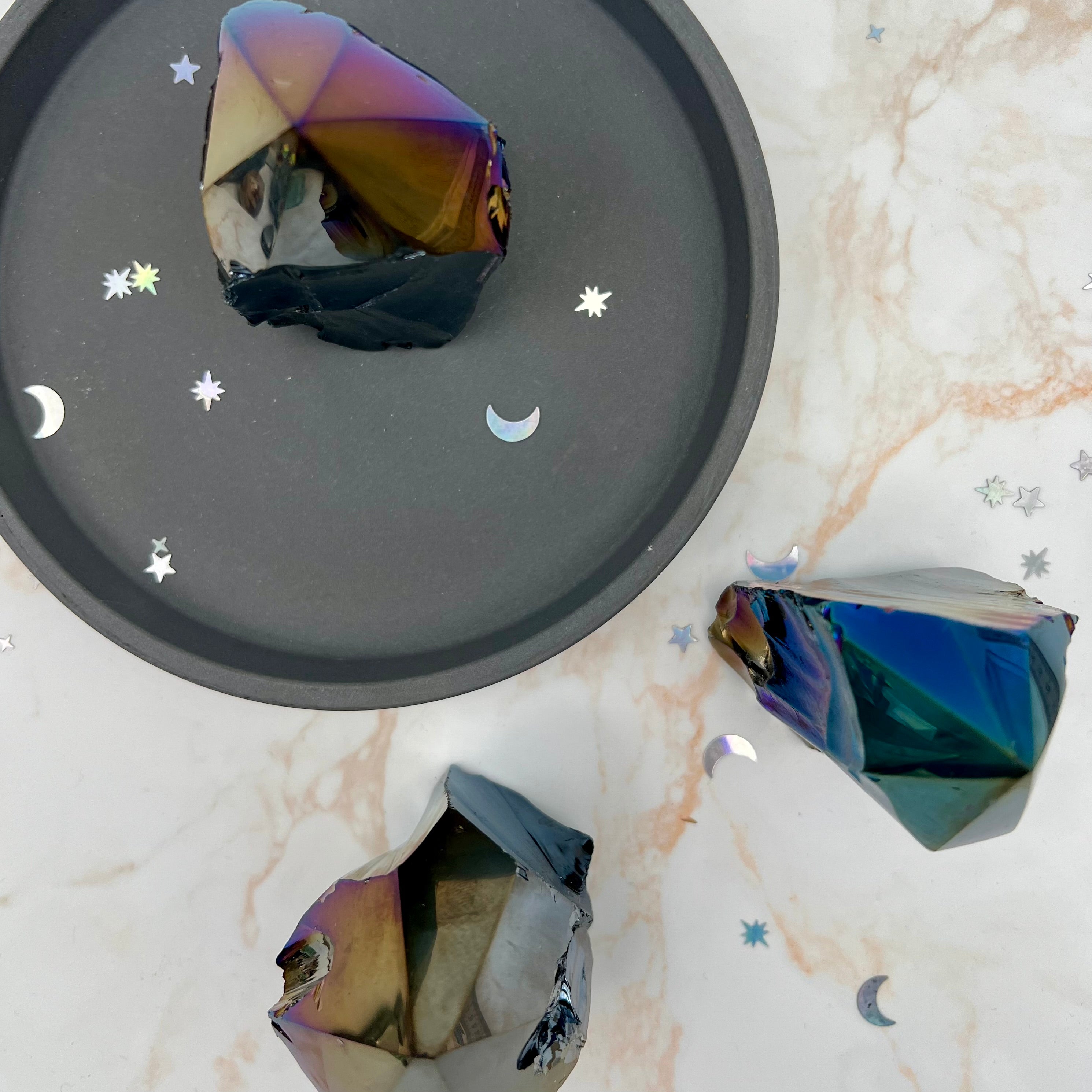 Rainbow Aura Obsidian Spitze