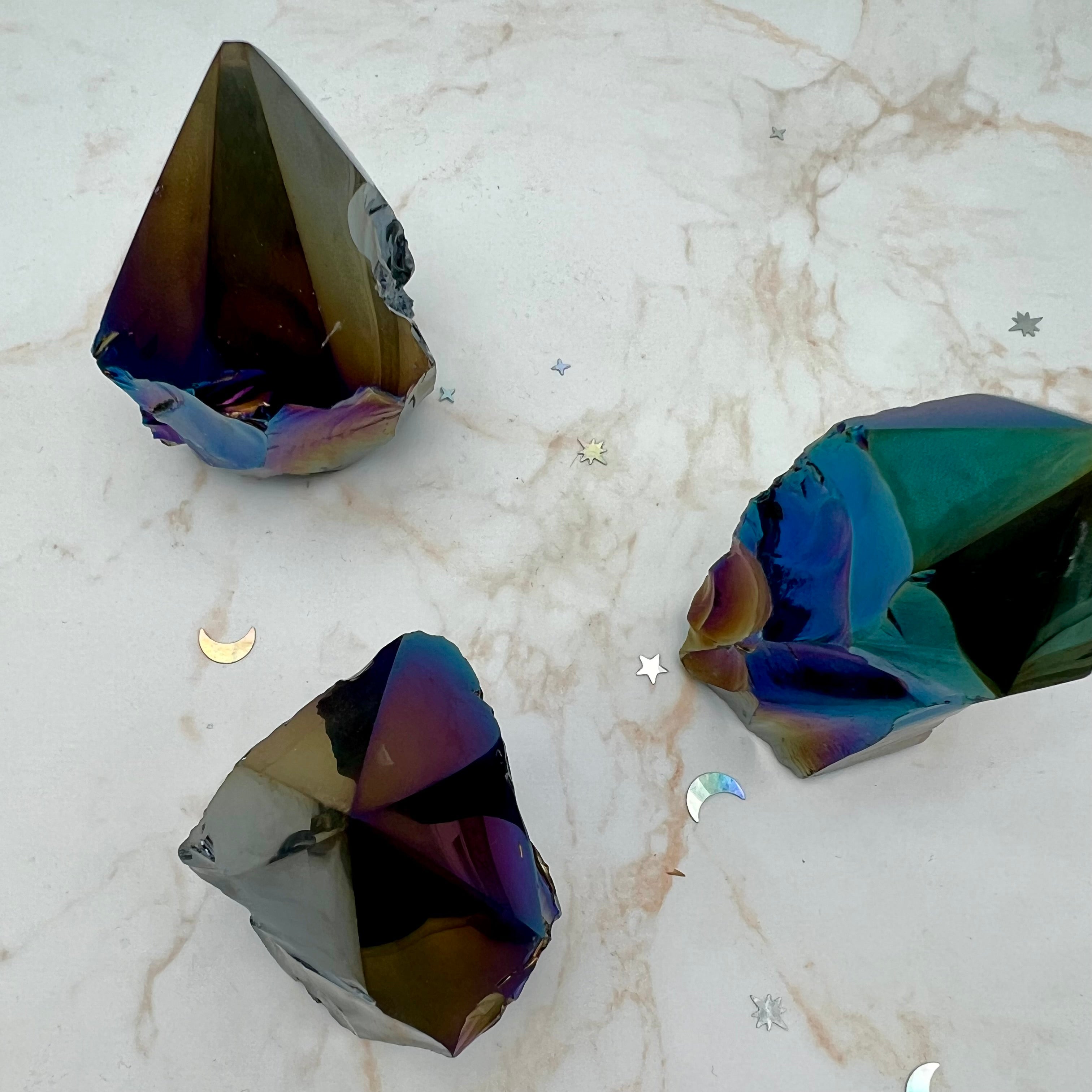 Rainbow Aura Obsidian Spitze