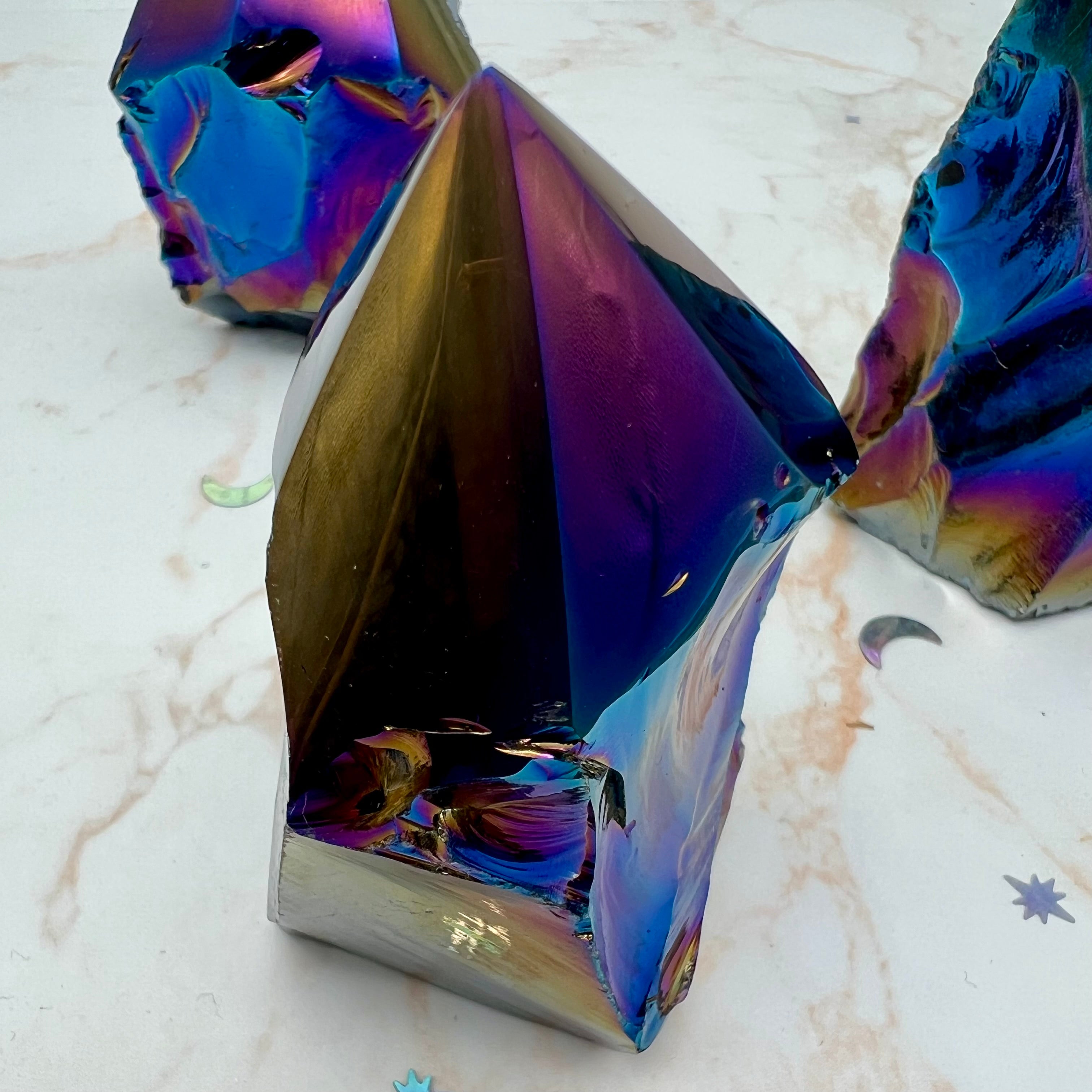 Rainbow Aura Obsidian Spitze