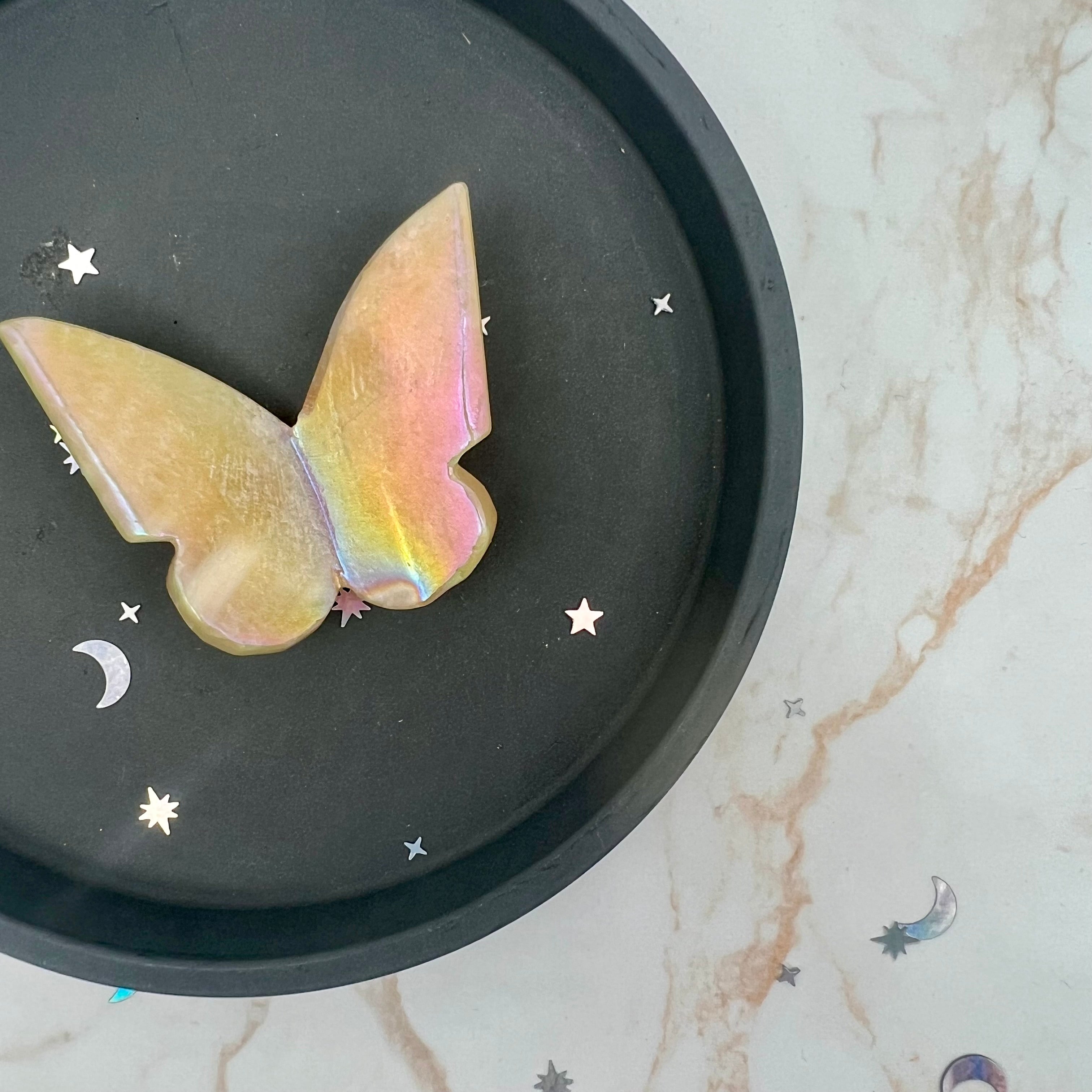 Schmetterling aus Orangencalcit, Angel Aura
