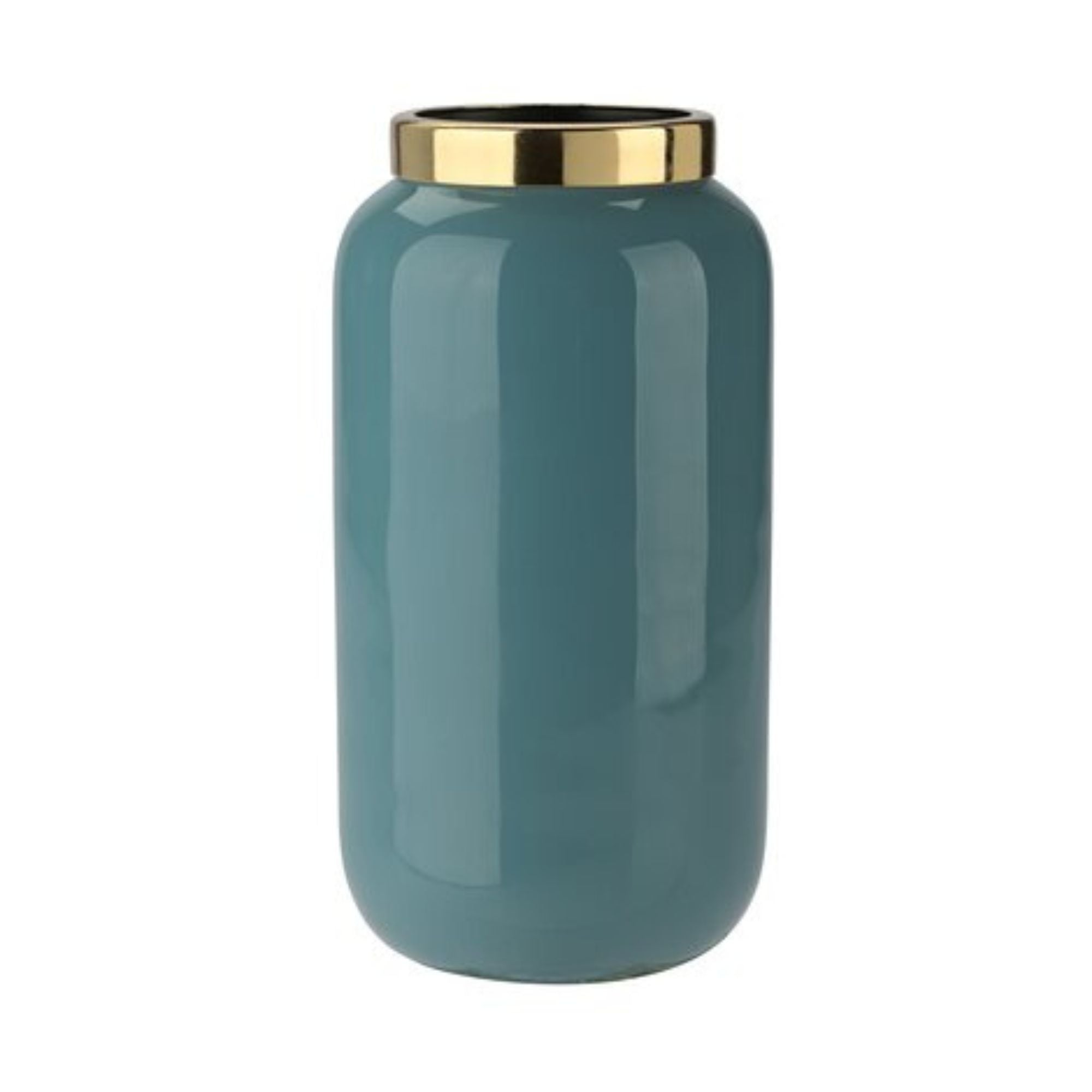 Vase rauchblau, mit Metallring