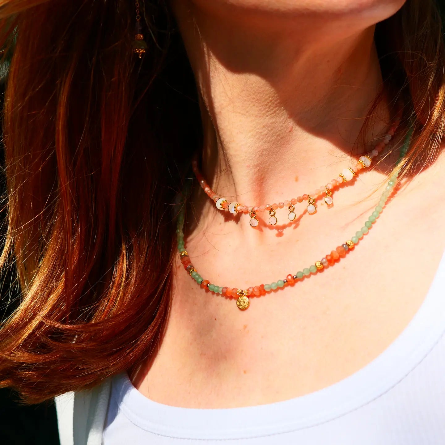 SAANJEEVANI Halskette – Aventurin, Sonnenstein