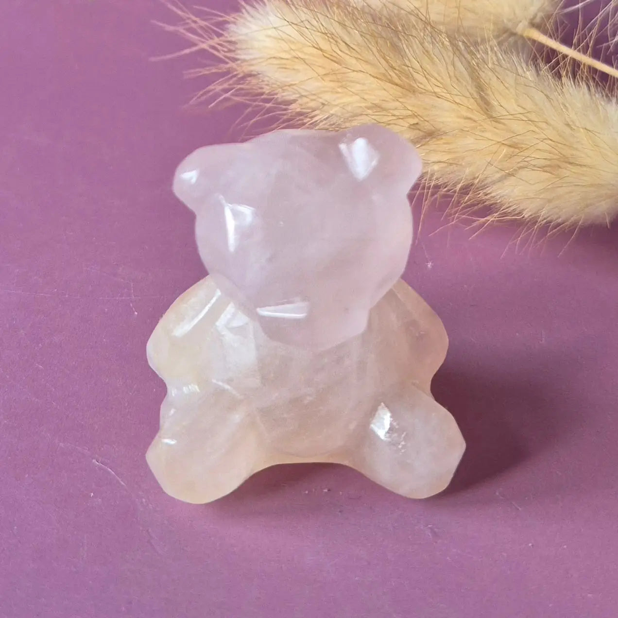 Facettierter Bär aus Rosenquarz